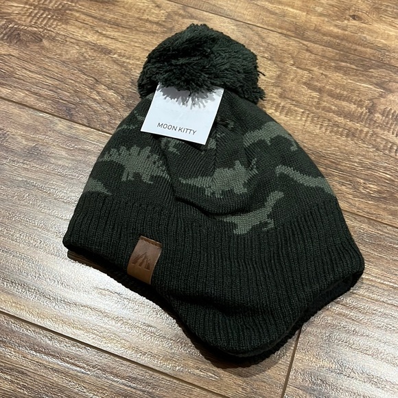 Moon Kitty Dinosaur Earflap Baby Beanie Fleece Lining Winter hat - Picture 1 of 9